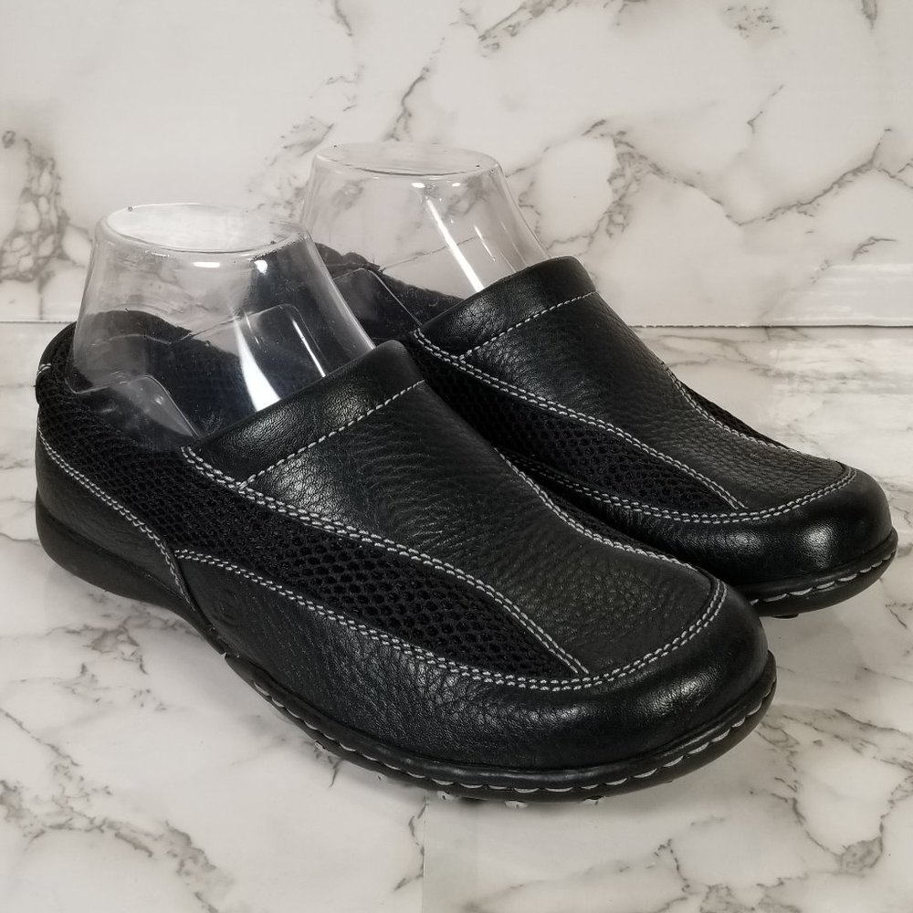 BORN Women's 7 Black Leather Mesh Slip On Shoes